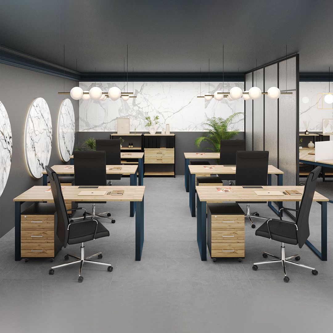 Modern Open-Plan Bench with Under-Desk Mobile Lockable Pedestal #19